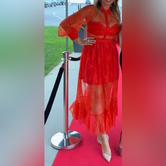 SELF-PORTRAIT Maxi Lace Dress w/ Tags Size: M | US6, UK10 - Picture 6 of 16